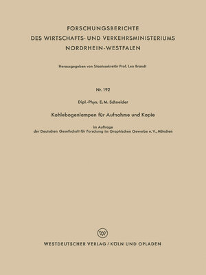 cover image of Kohlebogenlampen für Aufnahme und Kopie